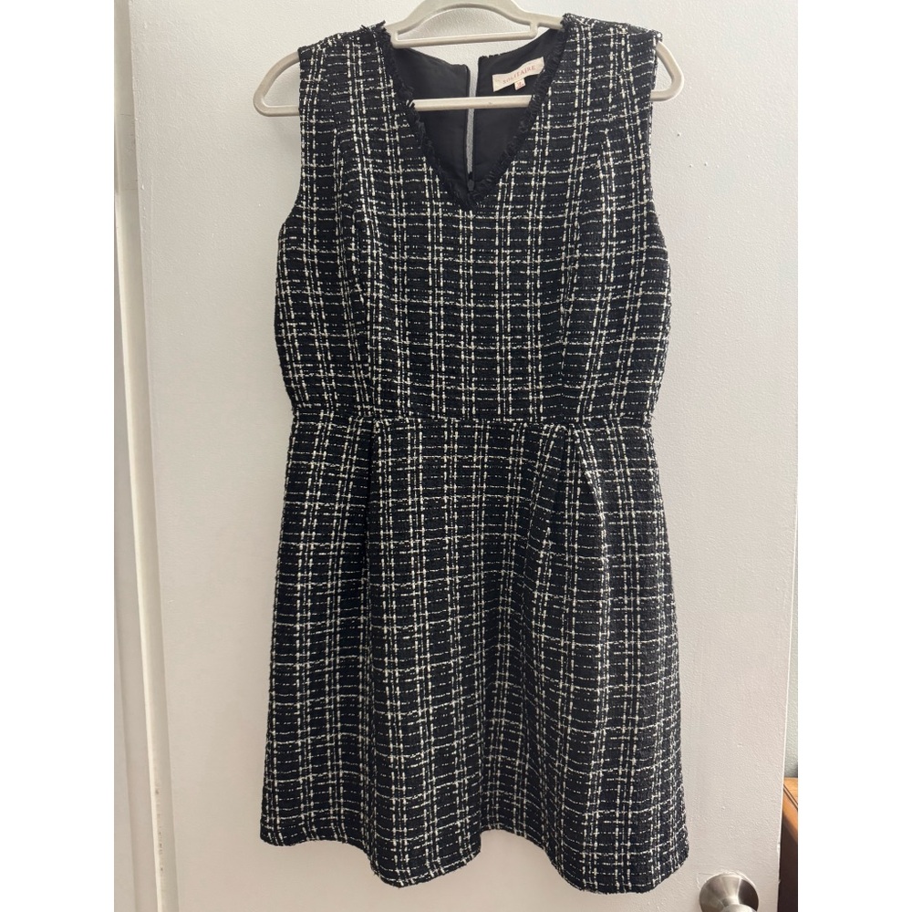 Solitaire Tweed Black and White Plaid  Dress